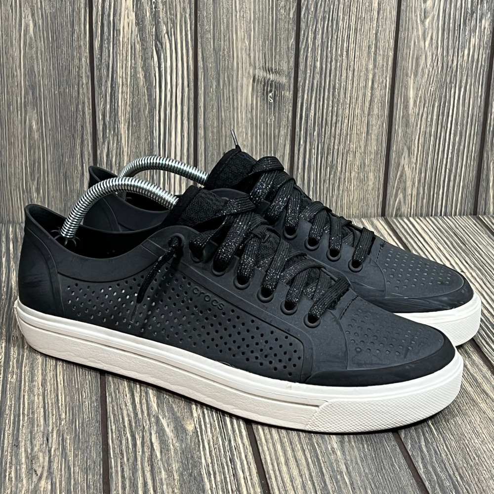 Crocs Citilane Roka Sneaker Women Sz 11 Black Perforated Slip On Comfort 204884